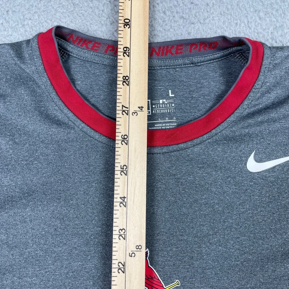 St. Louis Cardinals Nike Pro Shirt Mens Large Gray Red Long Sleeve Fit Dry MLB